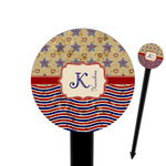 Vintage Stars & Stripes 6" Round Plastic Food Picks - Black - Single Sided (Personalized)