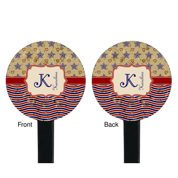 Vintage Stars & Stripes Black Plastic 7" Stir Stick - Double Sided - Round - Front & Back