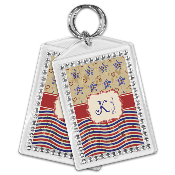 Vintage Stars & Stripes Bling Keychain - MAIN