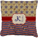 Vintage Stars & Stripes Faux-Linen Throw Pillow (Personalized)