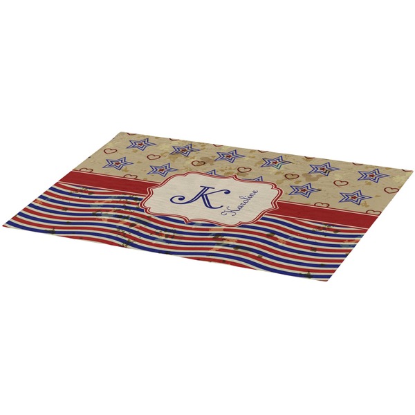 Vintage Stars & Stripes Burlap Placemat (Angle View)