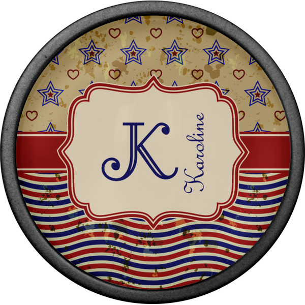 Vintage Stars & Stripes Cabinet Knob - Black - Front