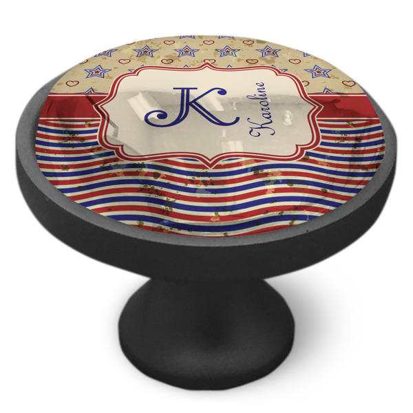 Vintage Stars & Stripes Cabinet Knob - Black - Side