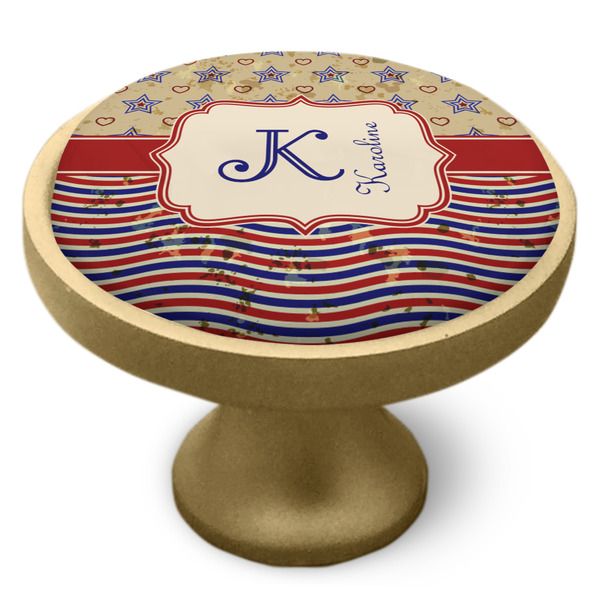 Vintage Stars & Stripes Cabinet Knob - Gold - Side