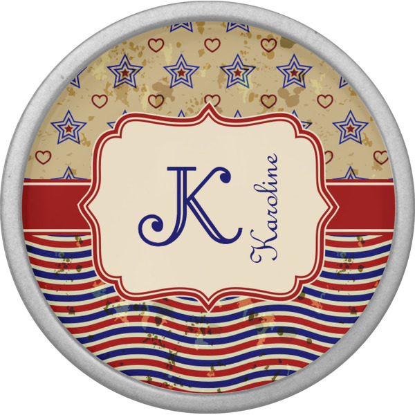 Vintage Stars & Stripes Cabinet Knob - Nickel - Front