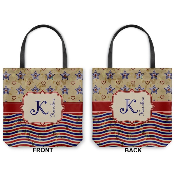 Vintage Stars & Stripes Canvas Tote - Front and Back