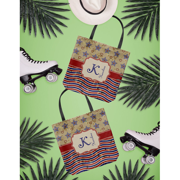 Vintage Stars & Stripes Canvas Tote Lifestyle Front and Back