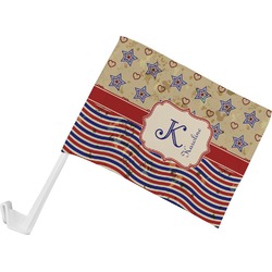 Vintage Stars & Stripes Car Flag - Small w/ Name and Initial