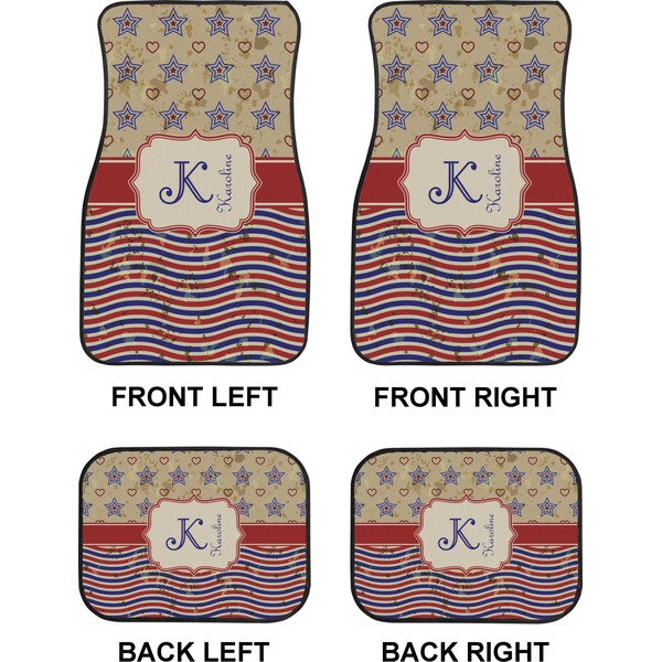 Vintage Stars & Stripes Car Floor Mats Set (2F + 2B)