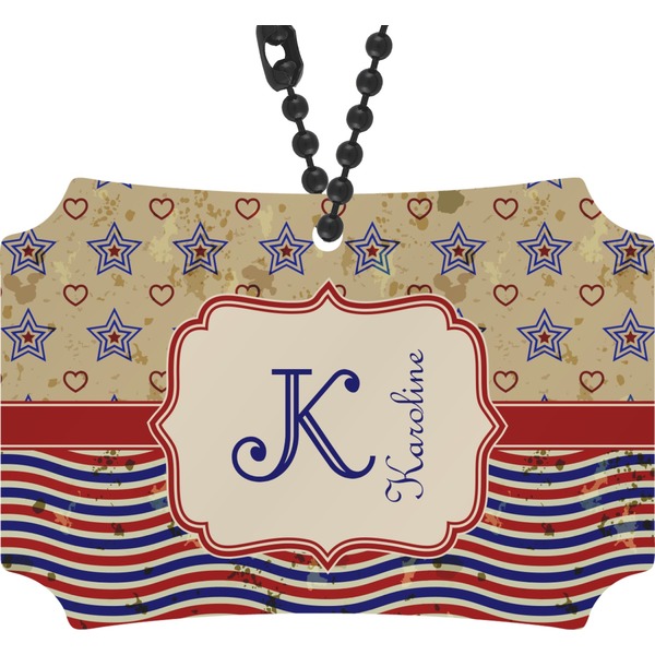 Custom Vintage Stars & Stripes Rear View Mirror Ornament (Personalized)