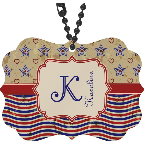 Custom Vintage Stars & Stripes Rear View Mirror Charm (Personalized)