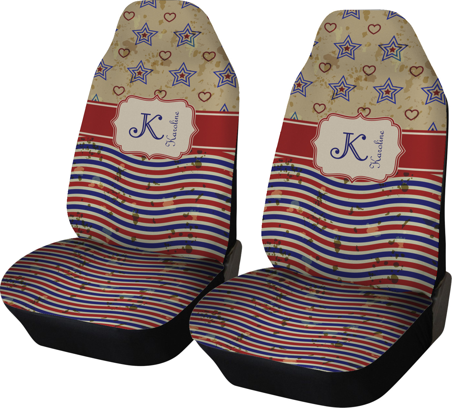 Vintage Stars & Stripes Car Seat Covers (Set of Two) (Personalized