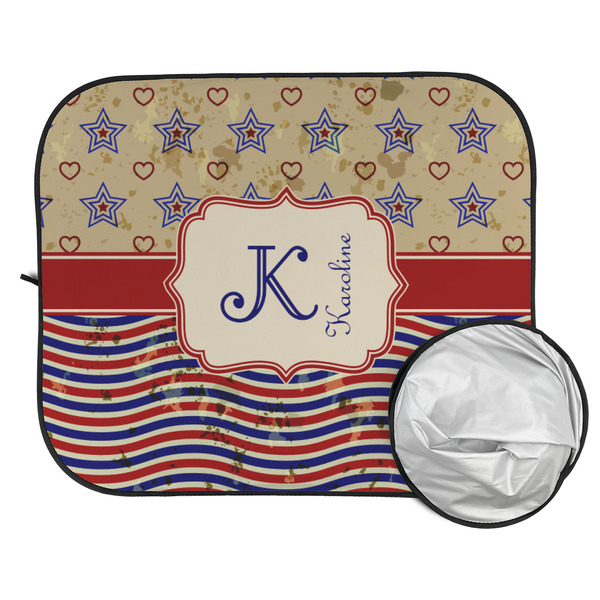 Vintage Stars & Stripes Car Sun Shades - FOLDED & UNFOLDED