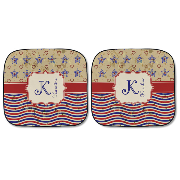 Vintage Stars & Stripes Car Sun Shades - FRONT