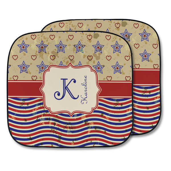Custom Vintage Stars & Stripes Car Sun Shade - Two Piece (Personalized)