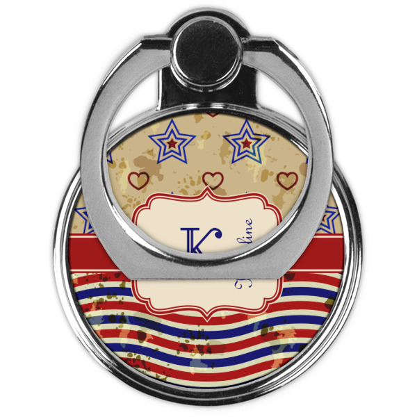 Vintage Stars & Stripes Cell Phone Ring Stand & Holder - Front (Collapsed)