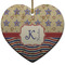 Vintage Stars & Stripes Ceramic Flat Ornament - Heart (Front)