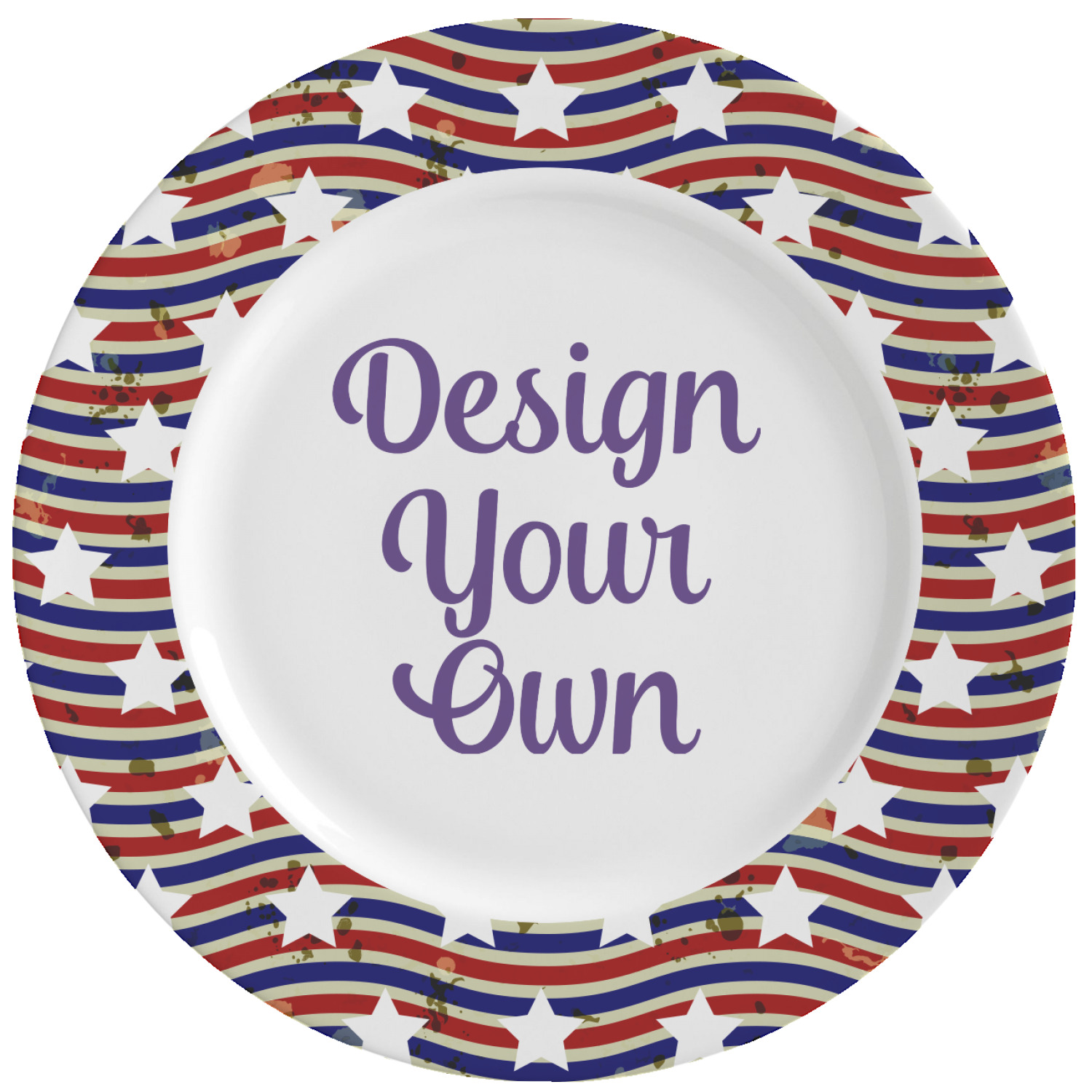 Vintage Stars & Stripes Ceramic Dinner Plates (Set of 4) (Personalized