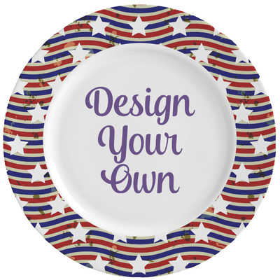 Vintage Stars & Stripes Ceramic Dinner Plates (Set of 4) (Personalized)