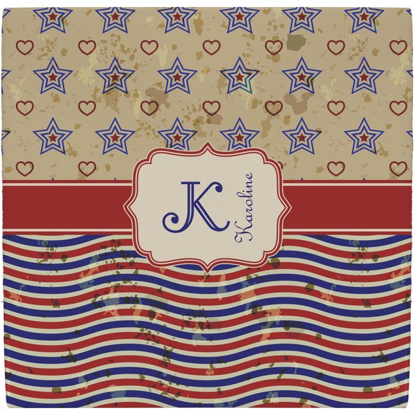 Custom Vintage Stars & Stripes Ceramic Tile Hot Pad (Personalized)