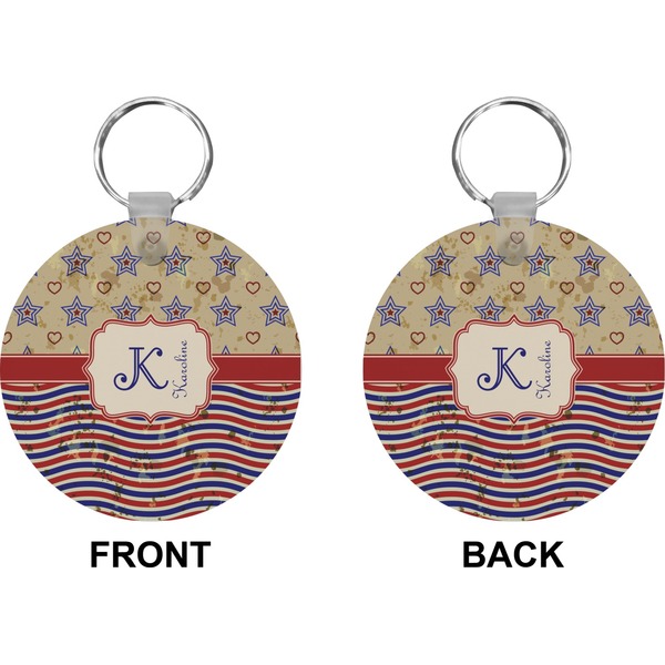 Vintage Stars & Stripes Circle Keychain (Front + Back)