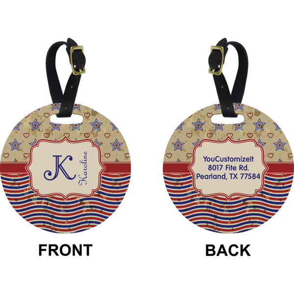 Vintage Stars & Stripes Circle Luggage Tag (Front + Back)