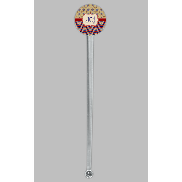 Vintage Stars & Stripes Clear Plastic 7" Stir Stick - Round - Single Stick