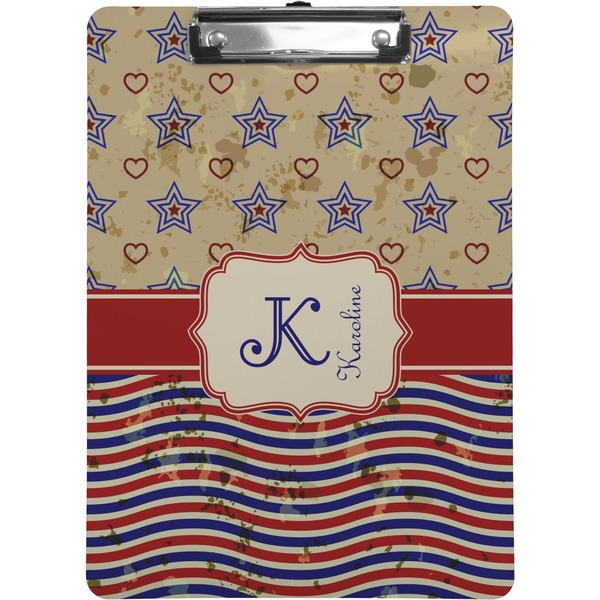 Custom Vintage Stars & Stripes Clipboard (Letter Size) (Personalized)