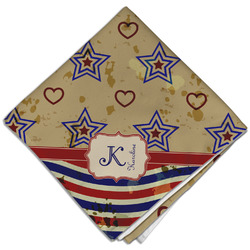 Vintage Stars & Stripes Cloth Dinner Napkin - Single w/ Name and Initial