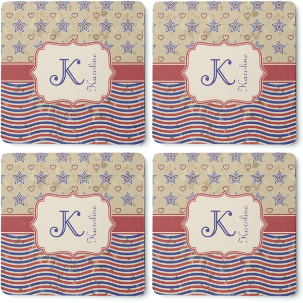 Vintage Stars & Stripes Coaster Rubber Back - Apvl