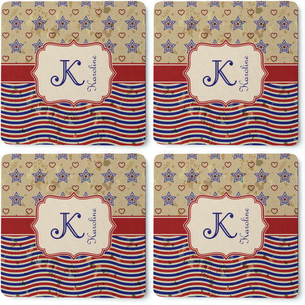 Vintage Stars & Stripes Coaster Rubber Back - Apvl