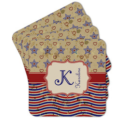 Vintage Stars & Stripes Cork Coaster - Set of 4 w/ Name and Initial