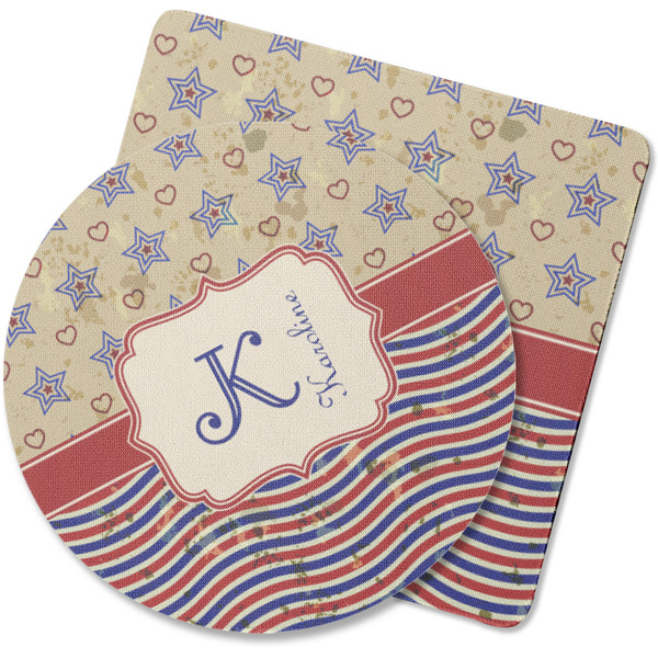 Custom Vintage Stars & Stripes Rubber Backed Coaster (Personalized)