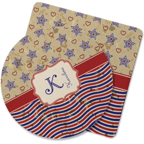 Custom Vintage Stars & Stripes Rubber Backed Coaster (Personalized)