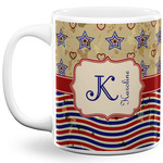 Vintage Stars & Stripes 11 Oz Coffee Mug - White (Personalized)