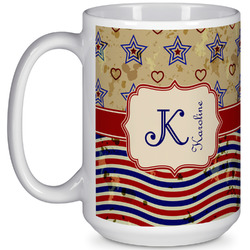 Vintage Stars & Stripes 15 Oz Coffee Mug - White (Personalized)