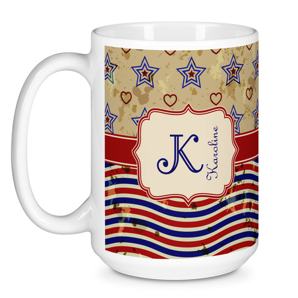 Vintage Stars & Stripes Coffee Mug - 15 oz - White