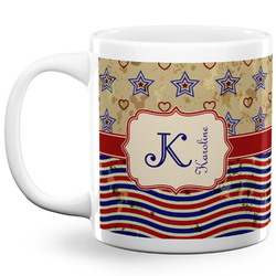 Vintage Stars & Stripes 20 Oz Coffee Mug - White (Personalized)