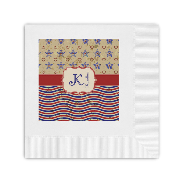 Custom Vintage Stars & Stripes Coined Cocktail Napkins (Personalized)