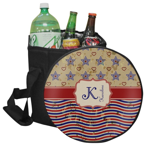 Custom Vintage Stars & Stripes Collapsible Cooler & Seat (Personalized)