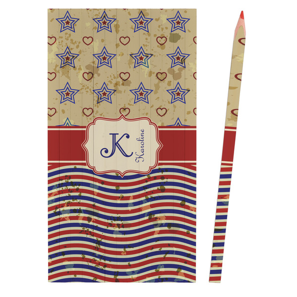 Vintage Stars & Stripes Colored Pencils - Front View