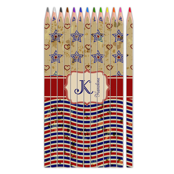 Custom Vintage Stars & Stripes Colored Pencils (Personalized)