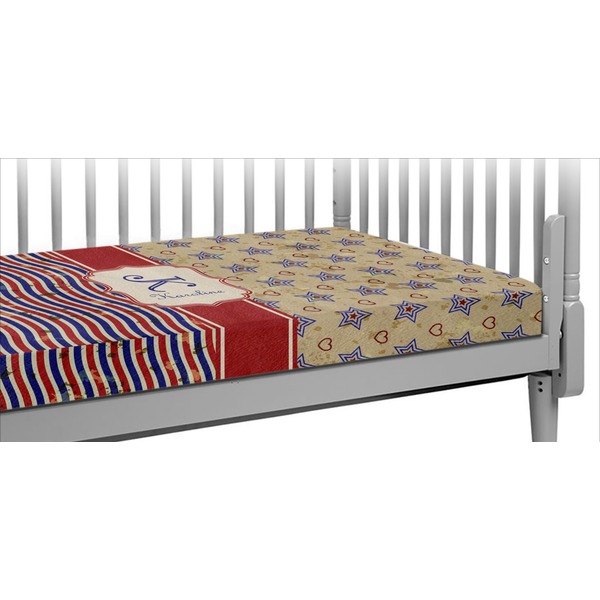 Custom Vintage Stars & Stripes Crib Fitted Sheet (Personalized)