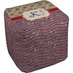 Vintage Stars & Stripes Cube Pouf Ottoman (Personalized)