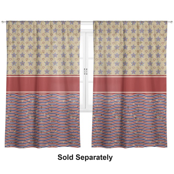Custom Vintage Stars & Stripes Curtain Panel - Custom Size
