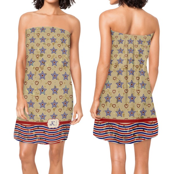 Vintage Stars & Stripes Custom Bath Wrap - Front & Back View