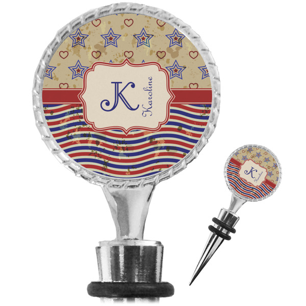 Custom Vintage Stars & Stripes Wine Bottle Stopper (Personalized)