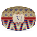 Vintage Stars & Stripes Plastic Platter - Microwave & Oven Safe Composite Polymer (Personalized)