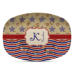 Vintage Stars & Stripes Plastic Platter - Microwave & Oven Safe Composite Polymer (Personalized)