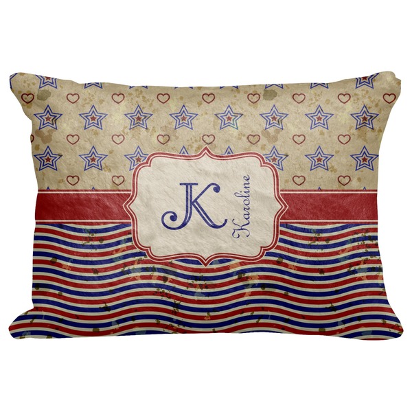 Custom Vintage Stars & Stripes Decorative Baby Pillowcase - 16"x12" (Personalized)